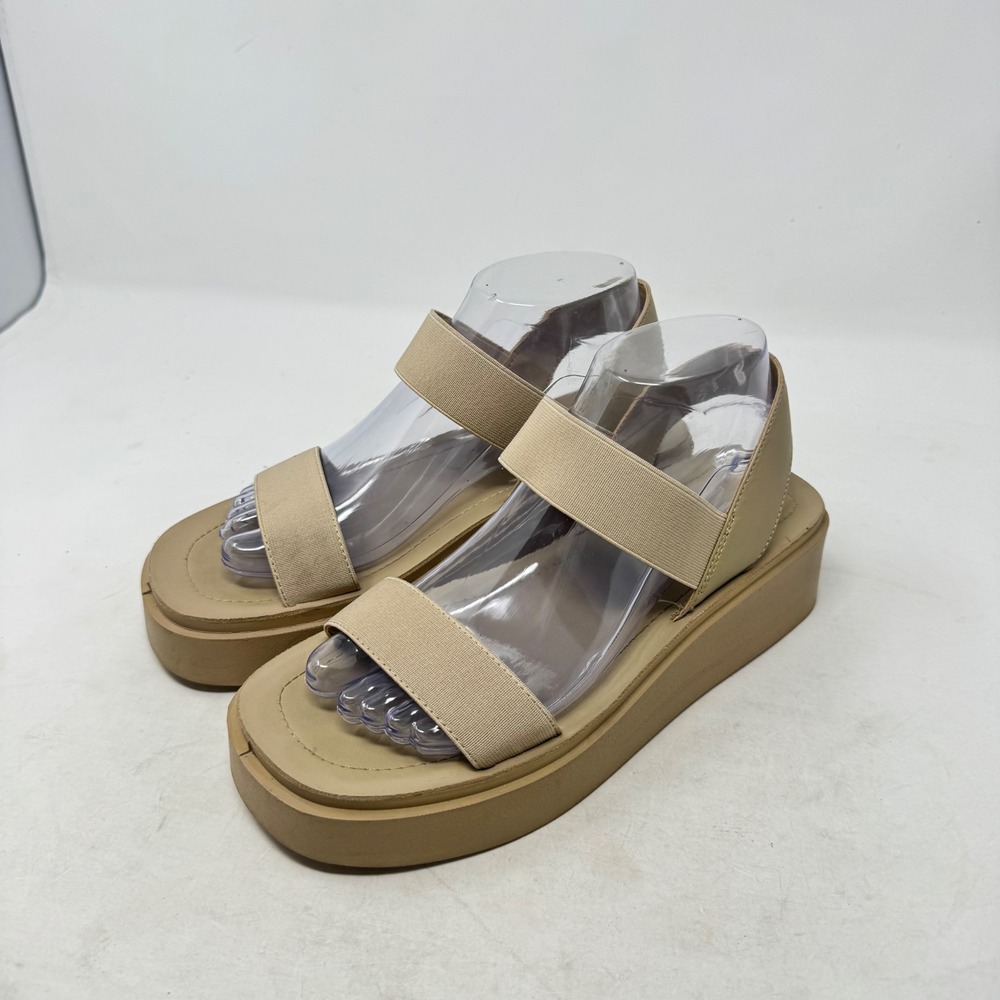 Steve Madden Slinky Platform Sandals Tan 7.5 90s Y2K Flatform Chunky Neutral